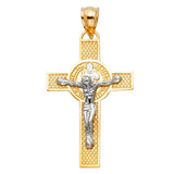 14K Two-Tone Gold San Benito Crucifix Cross Pendant