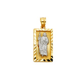 14K Two-Tone Gold CZ St. Jude Thaddeus Pendant