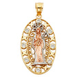 14K Tricolor Gold Santa Muerte Pendant