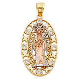 14K Tricolor Gold Santa Muerte Pendant