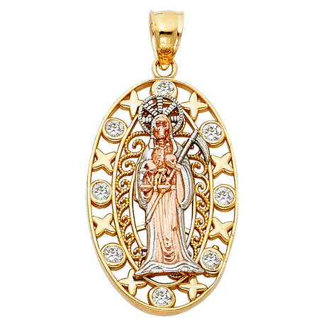 14K Tricolor Gold Santa Muerte Pendant