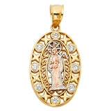 14K Tricolor Gold Santa Muerte Oval 2.35 g