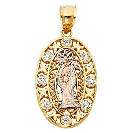 14K Tricolor Gold Santa Muerte Oval 2.35 g
