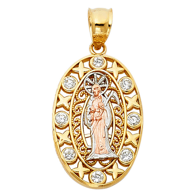 14K Tricolor Gold Santa Muerte Oval 2.35 g