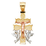 14K Tricolor Gold Cross of Caravaca Pendant