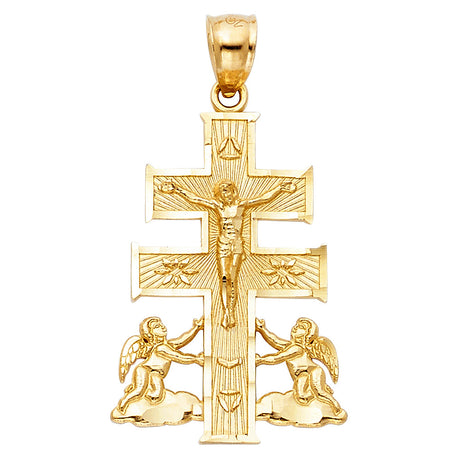 14K Yellow Gold Cross of Caravaca Pendant