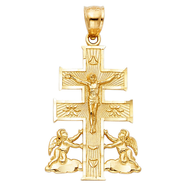 14K Yellow Gold Cross of Caravaca Pendant