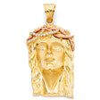 14K Two-Tone Gold CZ Jesus Christ Head Pendant