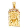 14K Two-Tone Gold CZ Jesus Christ Head Pendant