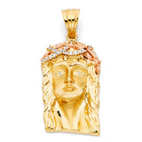 14K Two-Tone Gold CZ Jesus Christ Head Pendant