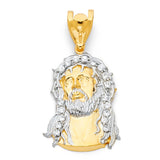 14K Two-Tone Gold Jesus Christ Head Pendant