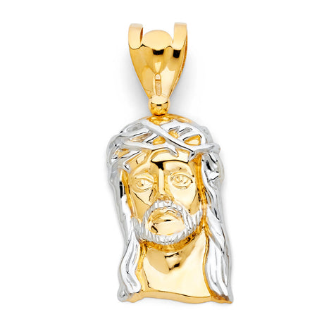 14K Two-Tone Gold Jesus Christ Head Pendant