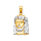 14K Two-Tone Gold CZ Jesus Christ Head Pendant