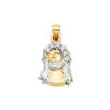 14K Two-Tone Gold CZ Jesus Christ Head Pendant