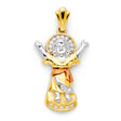 14K Tricolor Gold CZ Divine Infant Jesus Pendant