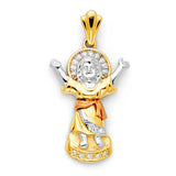 14K Tricolor Gold CZ Divine Infant Jesus Pendant