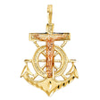 14K Two-Tone Gold Crucifix Anchor Pendant
