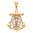 14K Tricolor Gold Crucifix Anchor Pendant