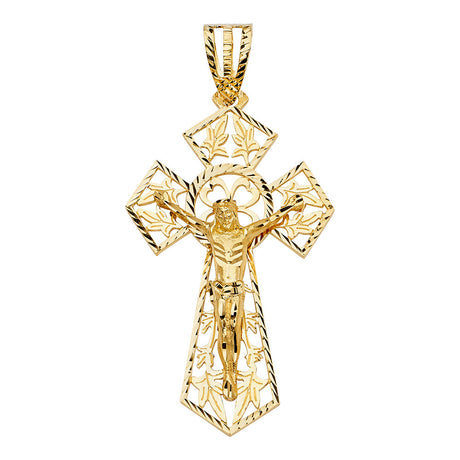 14K Yellow Gold Cut-Out Crucifix Pendant