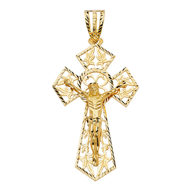 14K Yellow Gold Cut-Out Crucifix Pendant