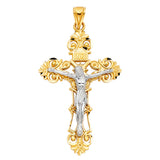 14K Two-Tone Gold Cut-Out Crucifix Pendant