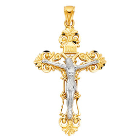 14K Two-Tone Gold Cut-Out Crucifix Pendant