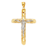 14K Two-Tone Gold Cut-Out Crucifix Pendant