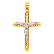 14K Two-Tone Gold Cut-Out Crucifix Pendant