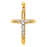 14K Two-Tone Gold Cut-Out Crucifix Pendant