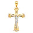 14K Two-Tone Gold CZ Cut-Out Crucifix Pendant