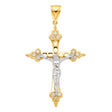 14K Two-Tone Gold CZ Cut-Out Crucifix Pendant
