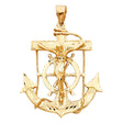 14K Yellow Gold Mariner Crucifix Anchor Pendant
