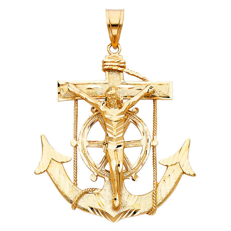 14K Yellow Gold Mariner Crucifix Pendant