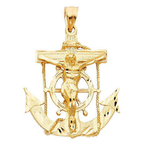 14K Yellow Gold Mariner Crucifix Pendant