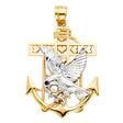 14K Two-Tone Gold Large Mariner Anchor with Eagle Pendant