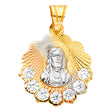14K Tricolor Gold CZ Guadalupe Pendant