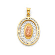 14K Tricolor Gold CZ Guadalupe Pendant