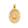 14K Tricolor Gold CZ Guadalupe Pendant