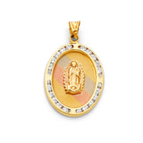 14K Tricolor Gold CZ Guadalupe Pendant