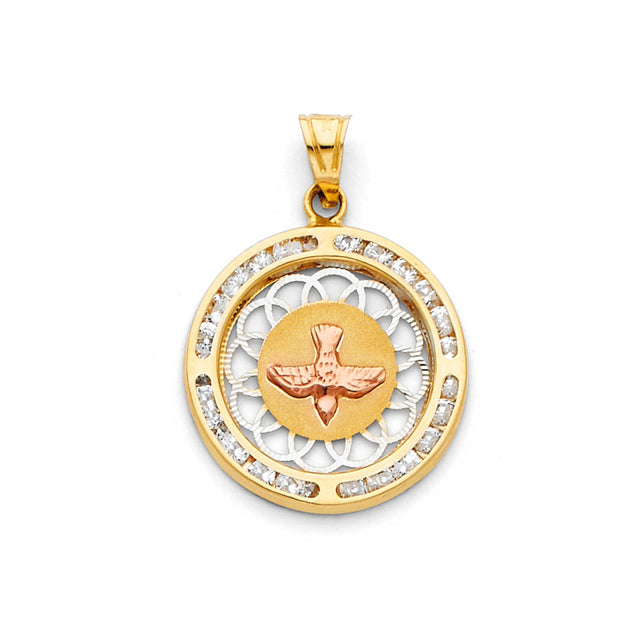 14K Tricolor Gold Holy Spirit Dove Medal