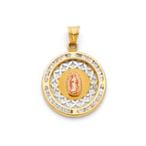 14K Tricolor Gold CZ Guadalupe Pendant