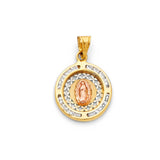 14K Tricolor Gold CZ Guadalupe Pendant