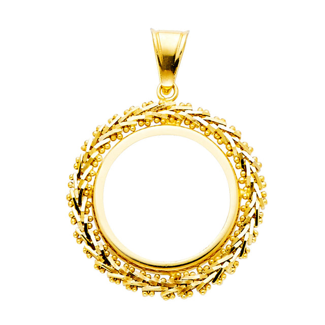 14K Yellow Gold 2.5 Pesos Coin Frame Pendant