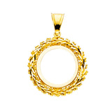 14K Yellow Gold 2 Pesos Coin Frame Pendant
