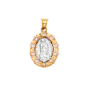 14K Two-Tone Gold Our Lady of Guadalupe Pendant