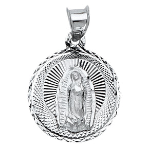 14K White Gold Our Lady of Guadalupe Pendant