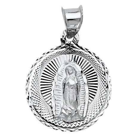14K White Gold Our Lady of Guadalupe Pendant