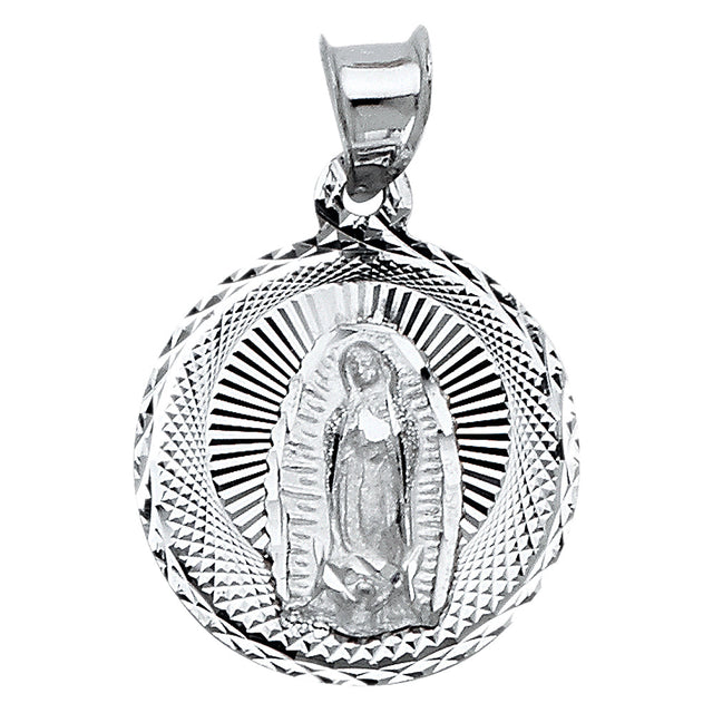 14K White Gold Our Lady of Guadalupe Pendant