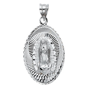 14K White Gold Our Lady of Guadalupe Pendant