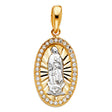 14K Two-Tone Gold CZ Our Lady of Guadalupe Pendant